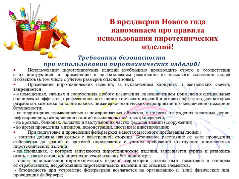 В преддверии Нового года напоминаем про правила использования пиротехнических изделий!.